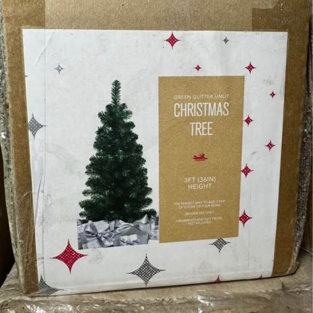 Holiday Lane Macy’s 3 foot green glitter tinsel Christmas tree